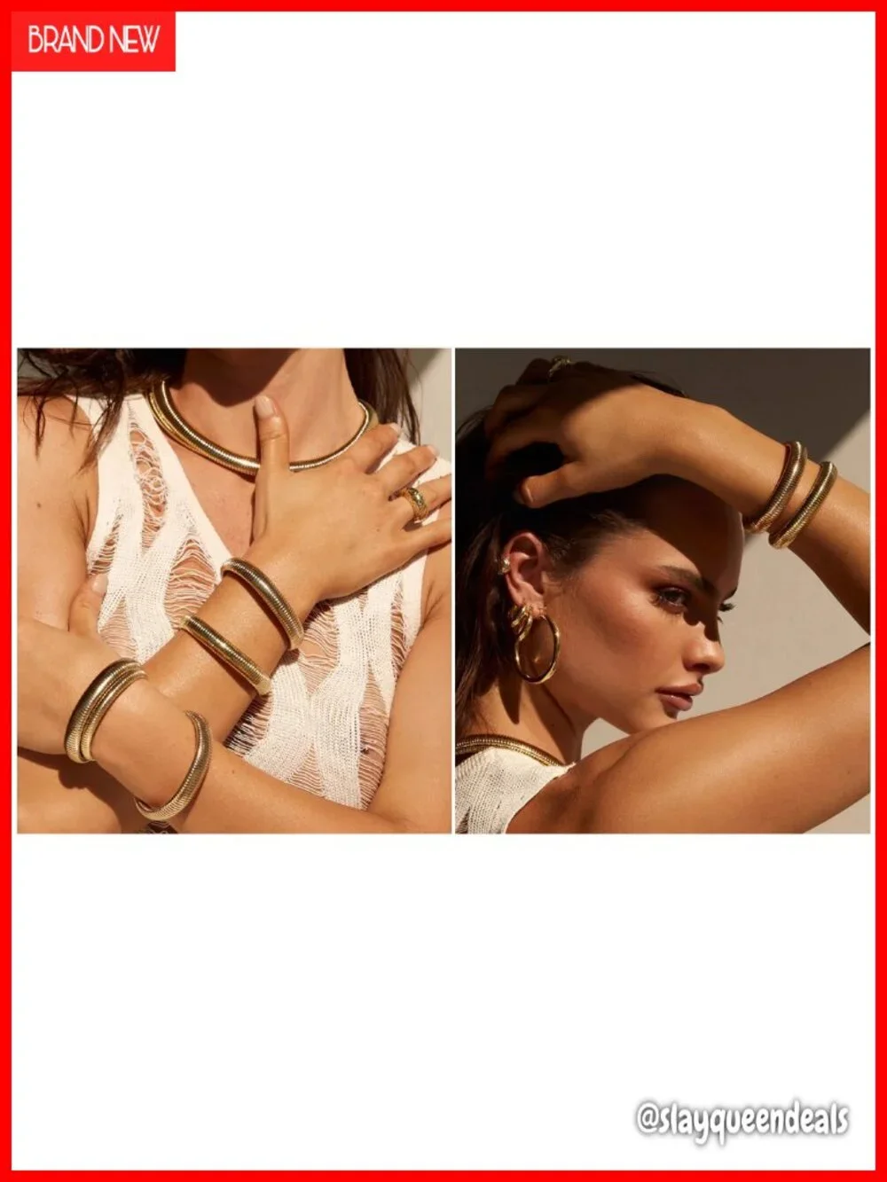 18K Gold Plated Bangle Bracelet Set of 3 Chunky Stack